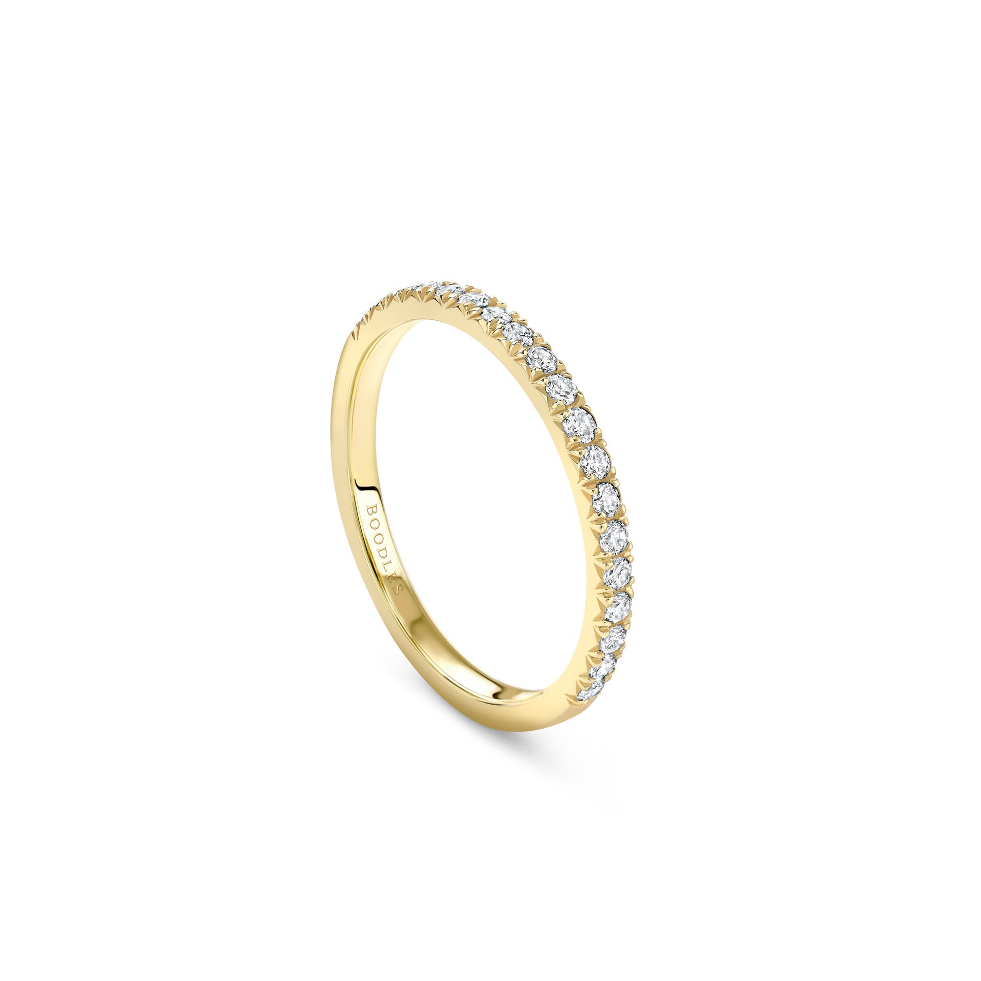 Vintage Half-Hoop Yellow Gold Diamond Wedding Band