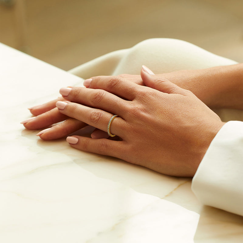 Vintage Half-Hoop Yellow Gold Diamond Wedding Band