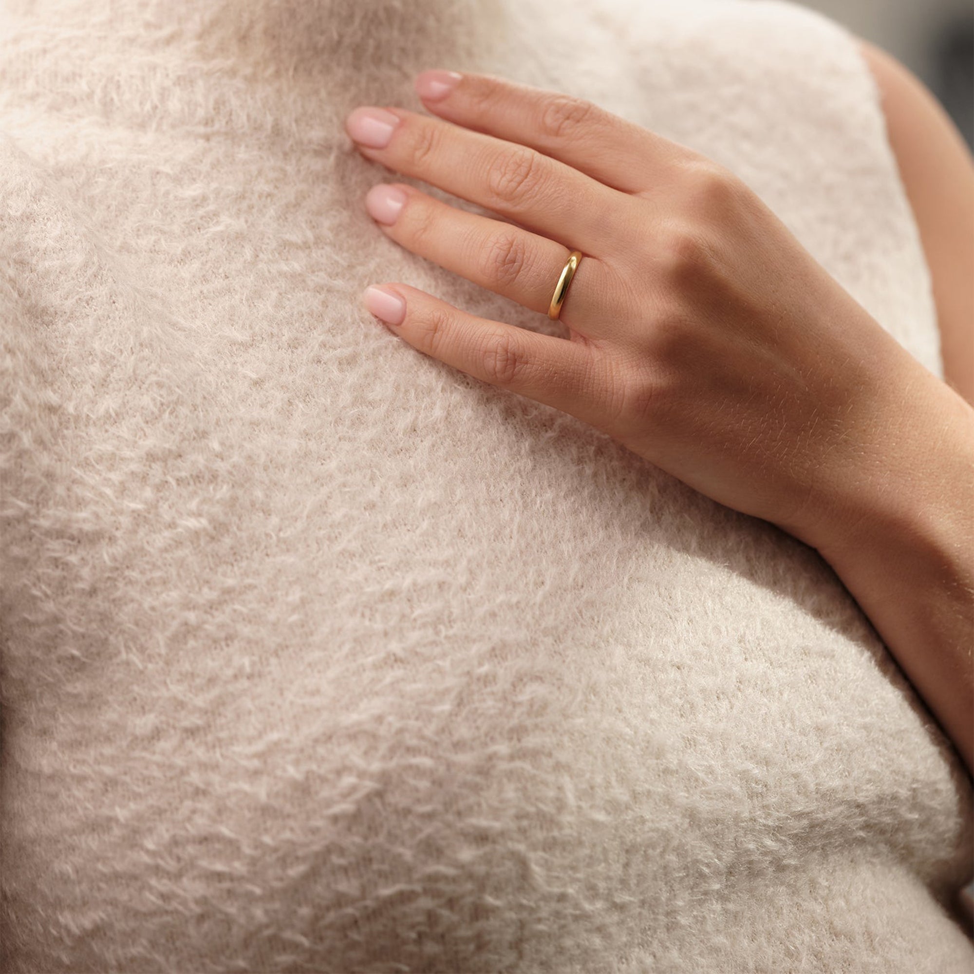 Classic Court Shaped Yellow Gold Wedding Band (2mm Width)