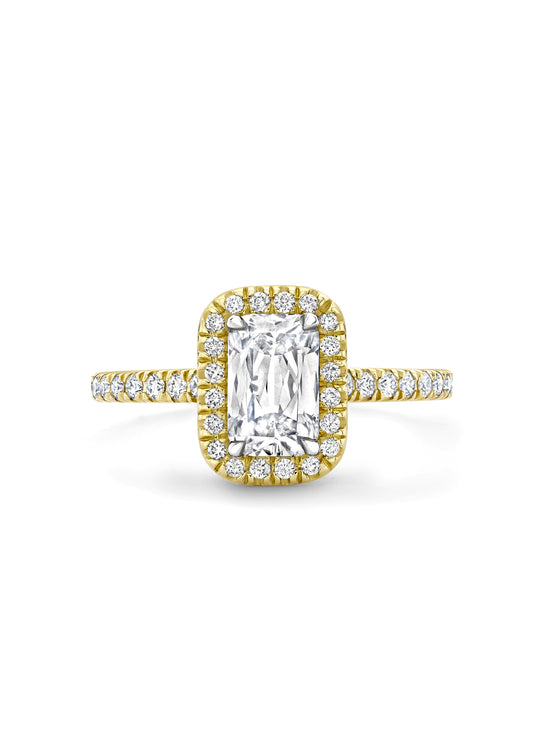 Vintage Ashoka Yellow Gold Diamond Engagement Ring