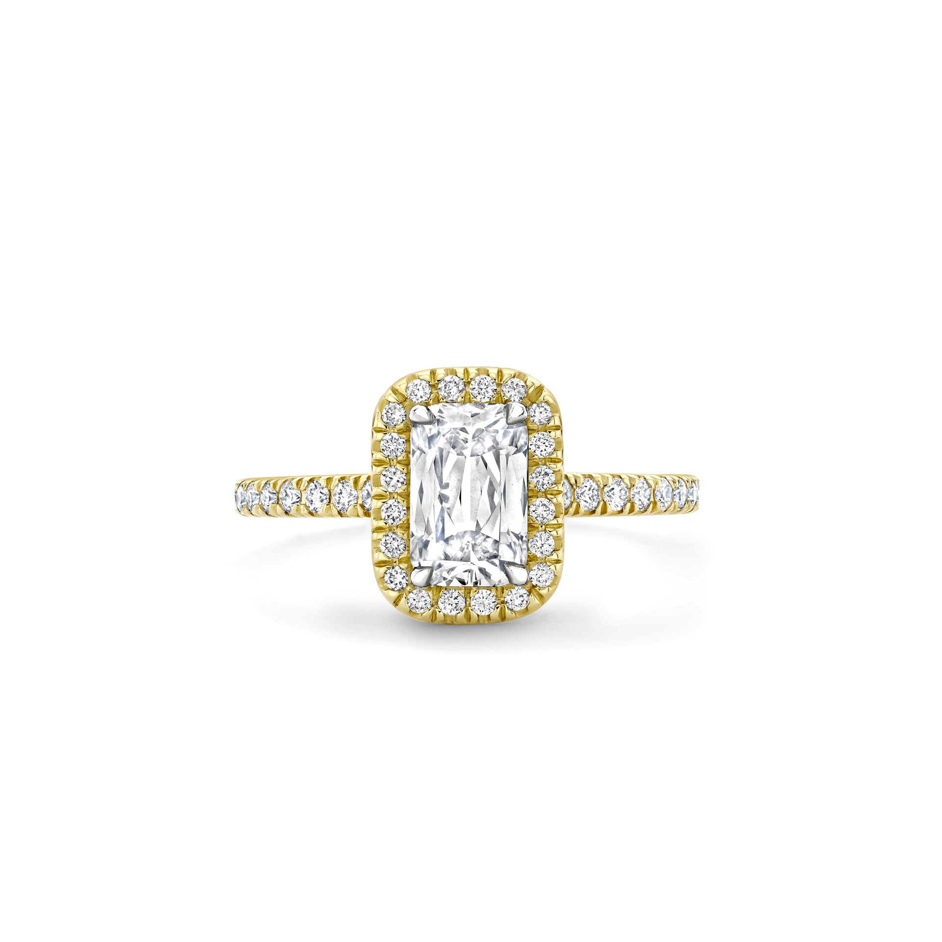 Vintage Ashoka Yellow Gold Diamond Engagement Ring