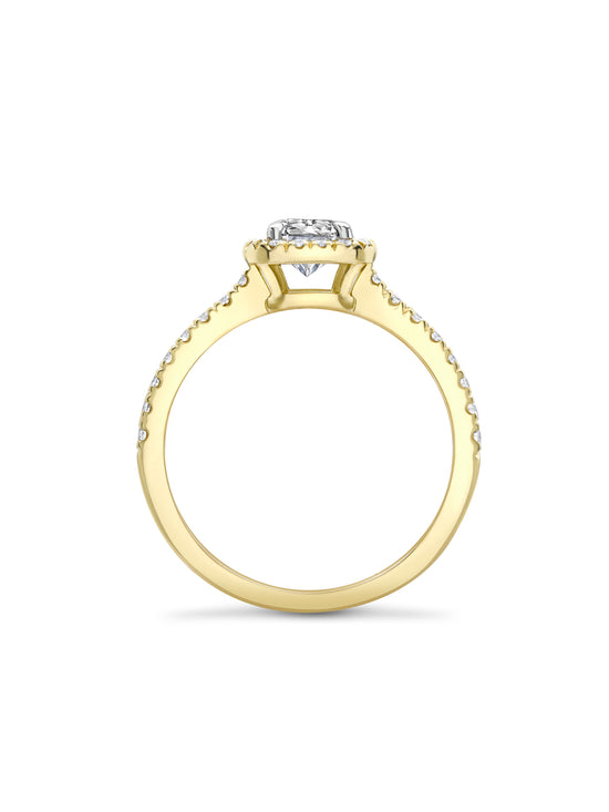 Vintage Ashoka Yellow Gold Diamond Engagement Ring