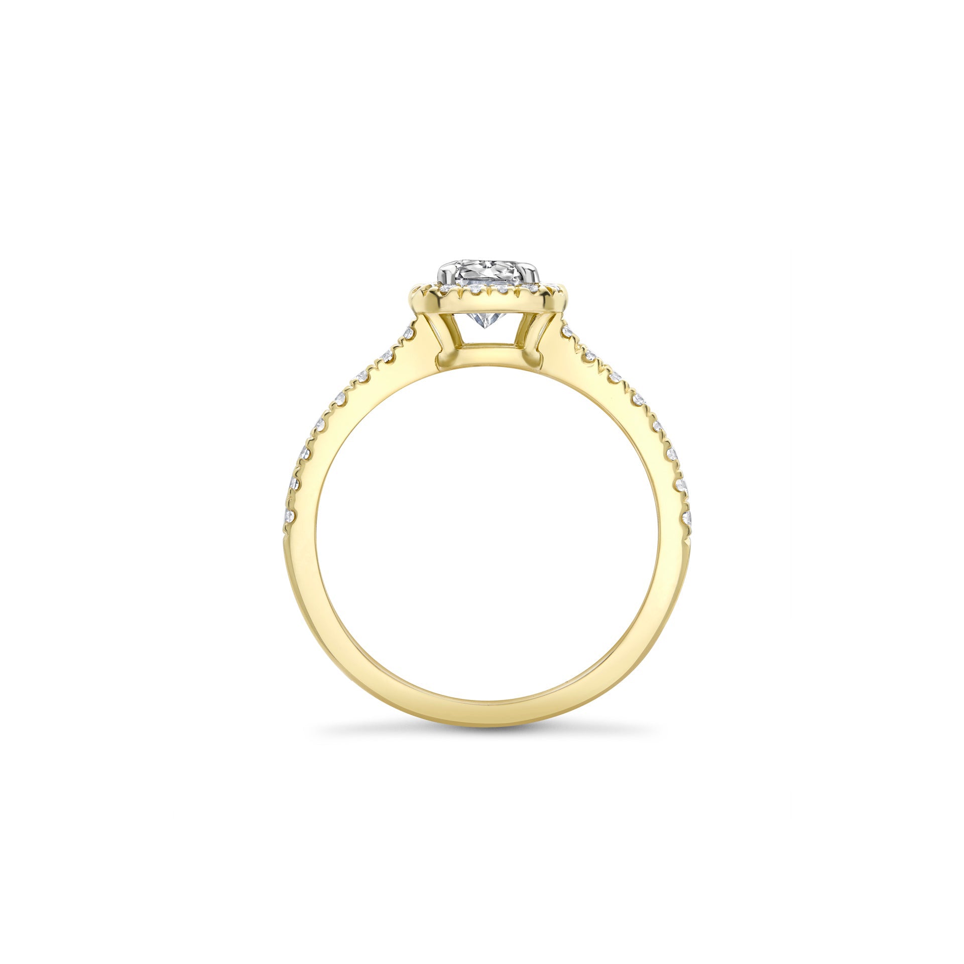 Vintage Ashoka Yellow Gold Diamond Engagement Ring