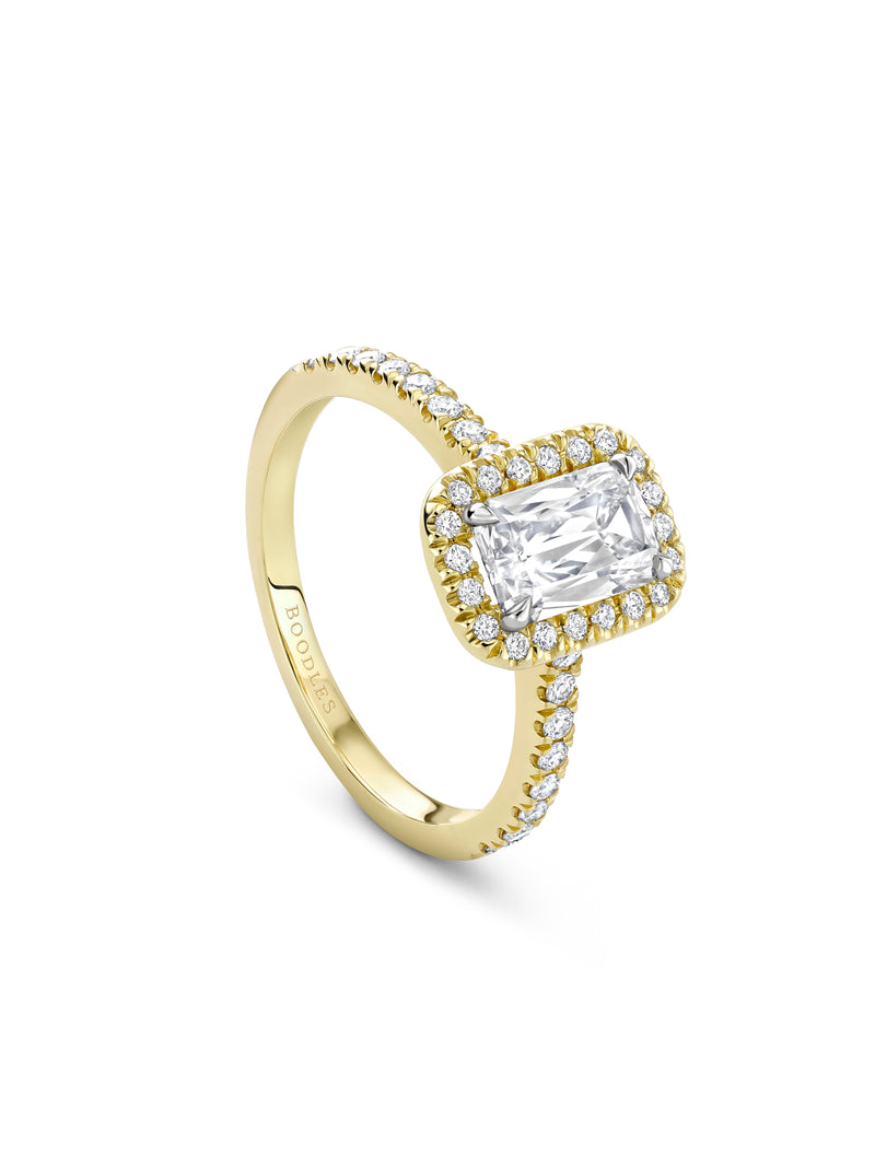 Vintage Ashoka Yellow Gold Diamond Engagement Ring