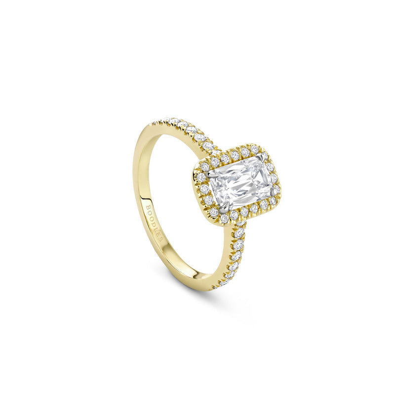 Vintage Ashoka Yellow Gold Diamond Engagement Ring