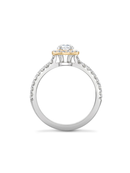 Vintage Round Platinum Pink Halo Diamond Ring