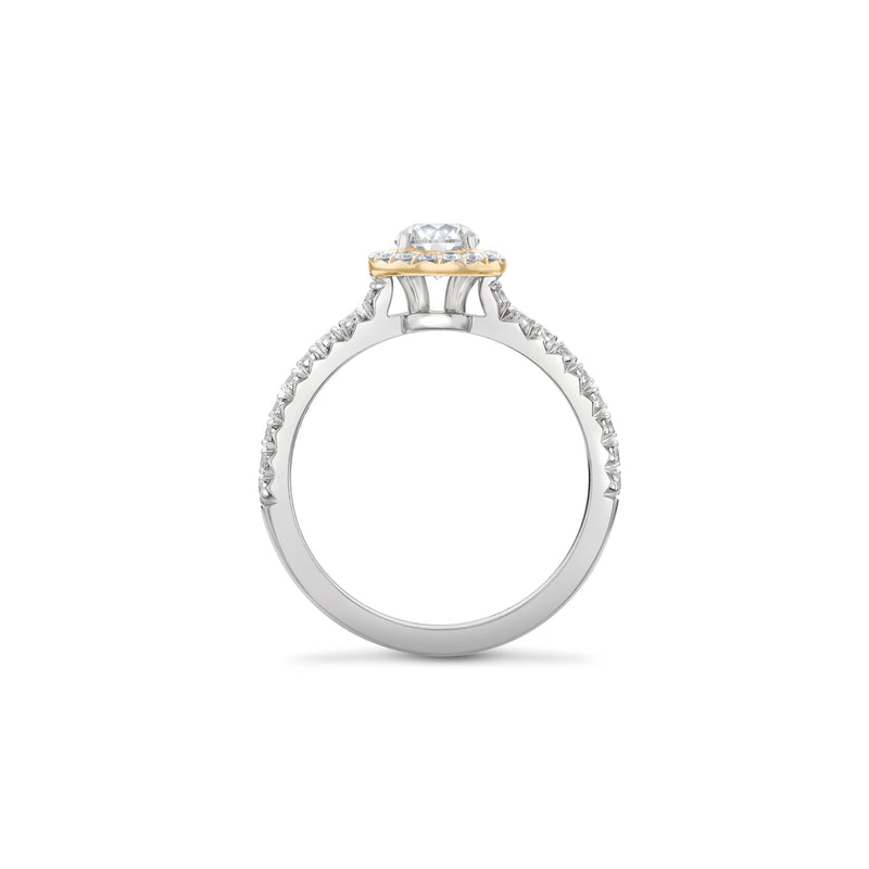 Vintage Round Platinum Pink Halo Diamond Ring