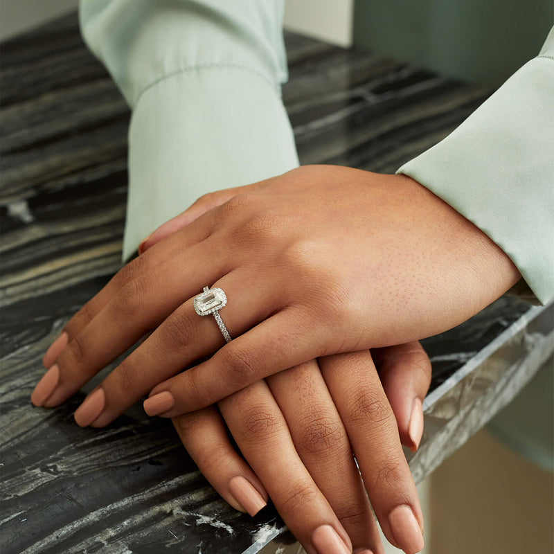 Vintage Ashoka Platinum Diamond Engagement Ring