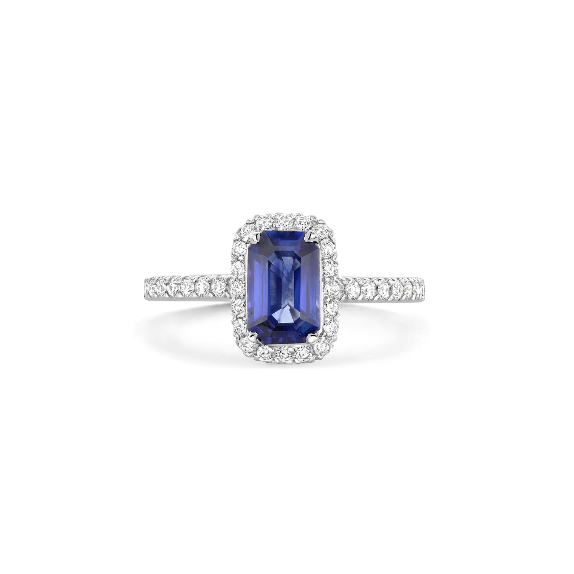 Vintage Octagonal Blue Sapphire Engagement Ring