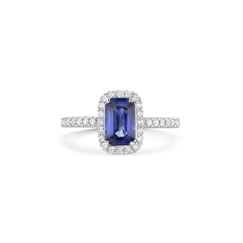 Vintage Octagonal Blue Sapphire Engagement Ring