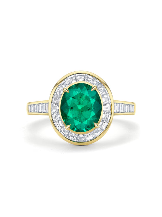 Vintage Oval Emerald Yellow Gold Ring
