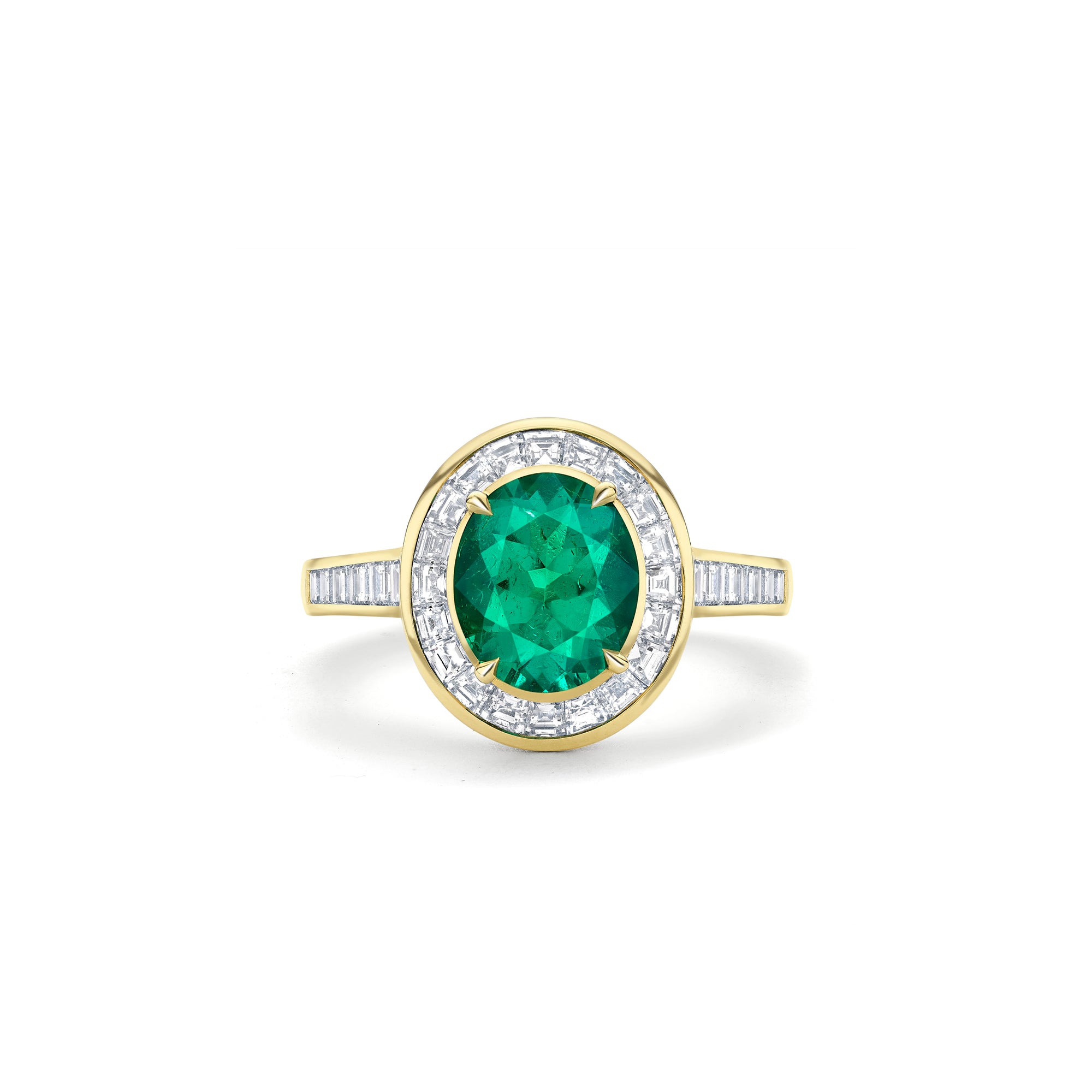 Vintage Oval Emerald Yellow Gold Ring