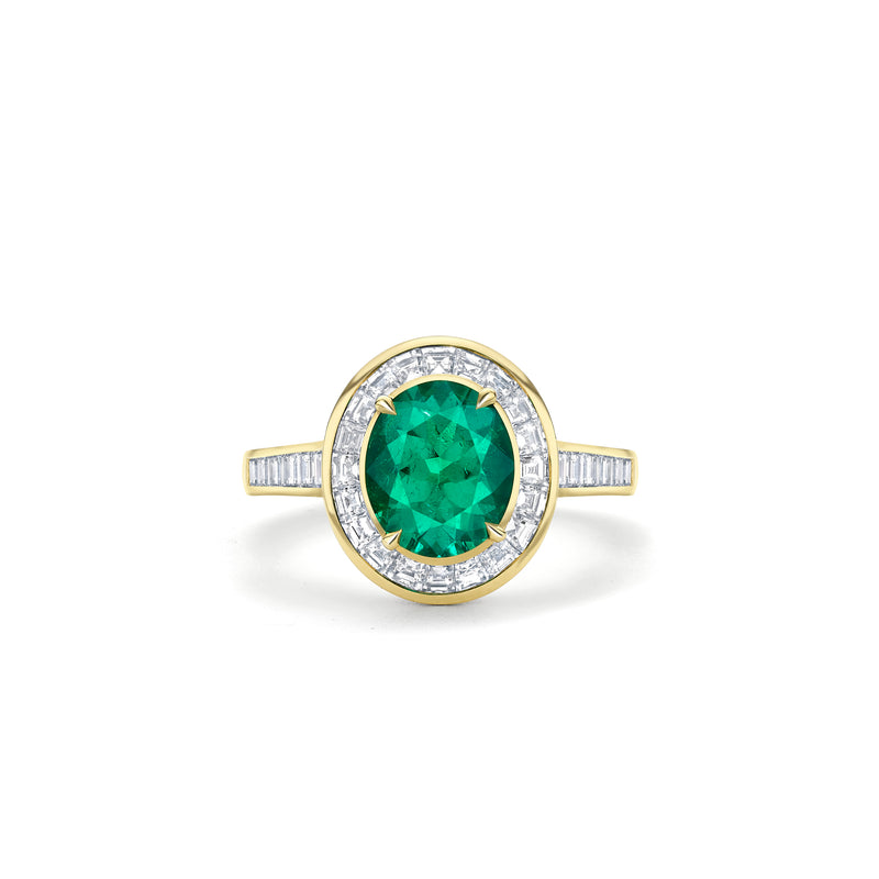 Vintage Oval Emerald Yellow Gold Ring