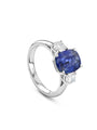 Trilogy Sapphire Cushion Platinum Engagement Ring
