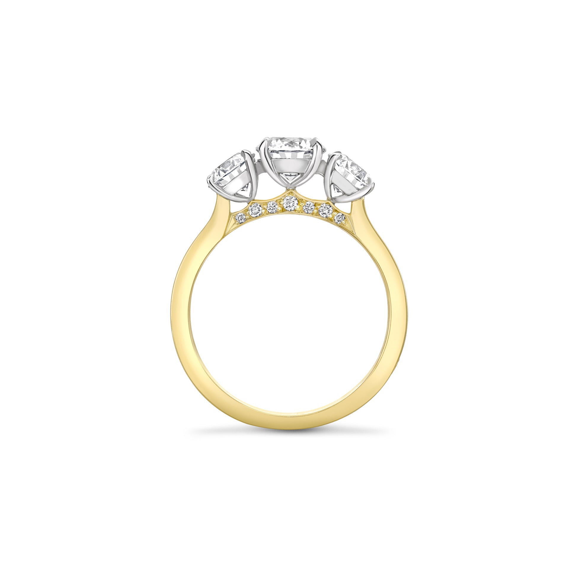 Trilogy Round Brilliant Yellow Gold Diamond Engagement Ring