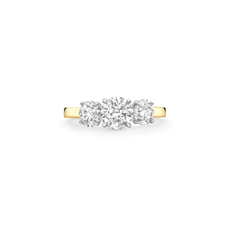 Trilogy Round Brilliant Yellow Gold Diamond Engagement Ring