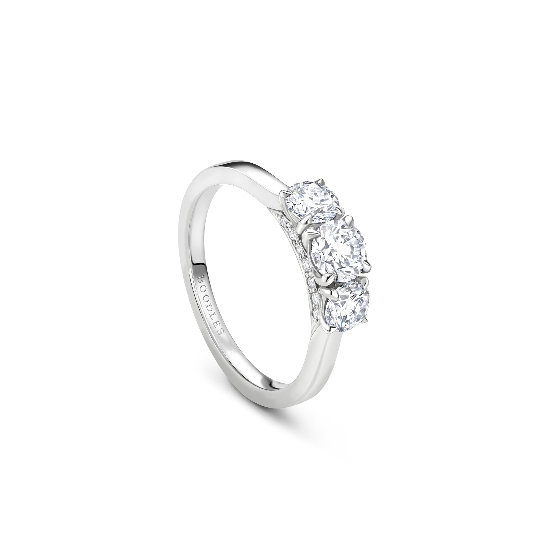 Trilogy Round Brilliant Diamond Engagement Ring