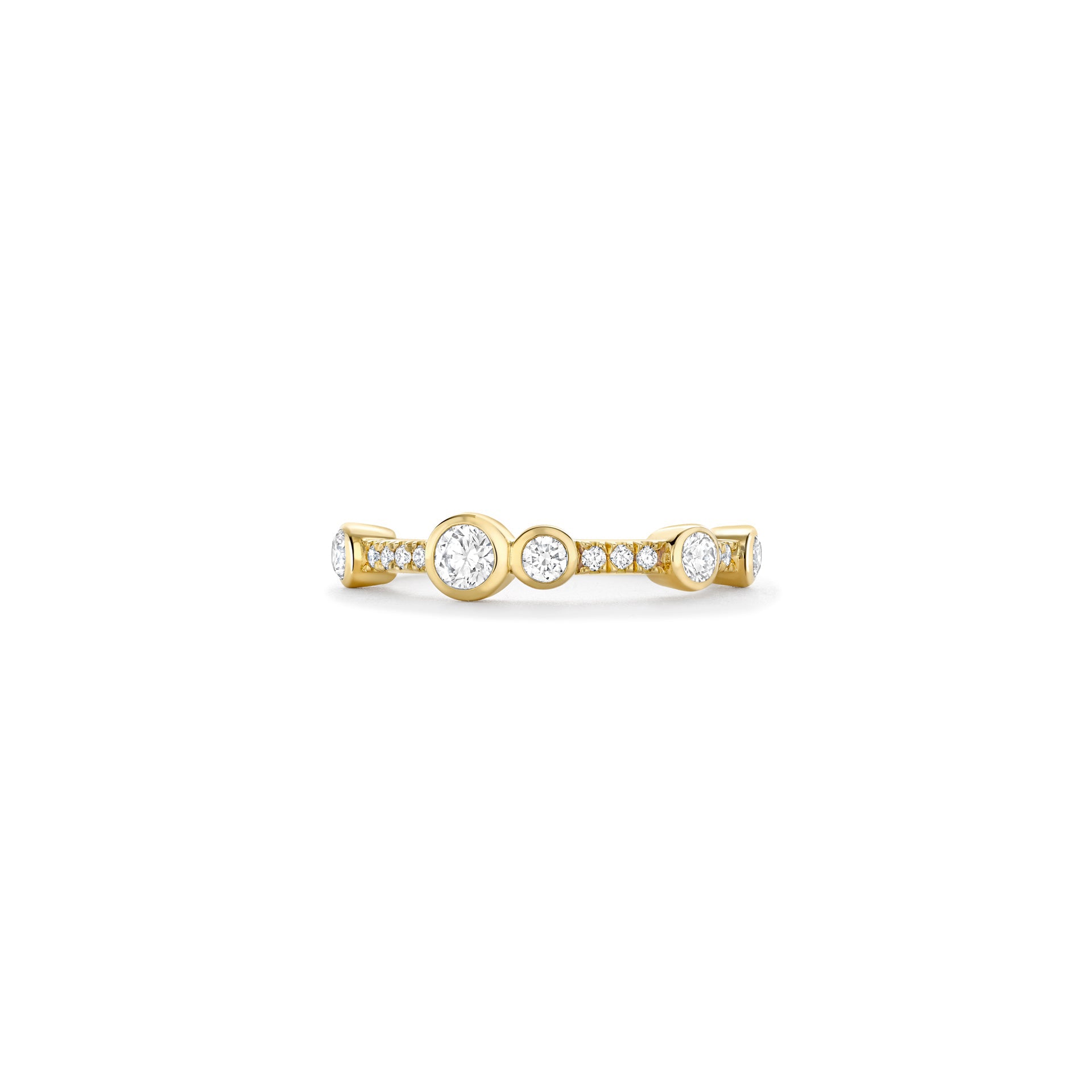 Waterfall Semi Yellow Gold Diamond Eternity Ring
