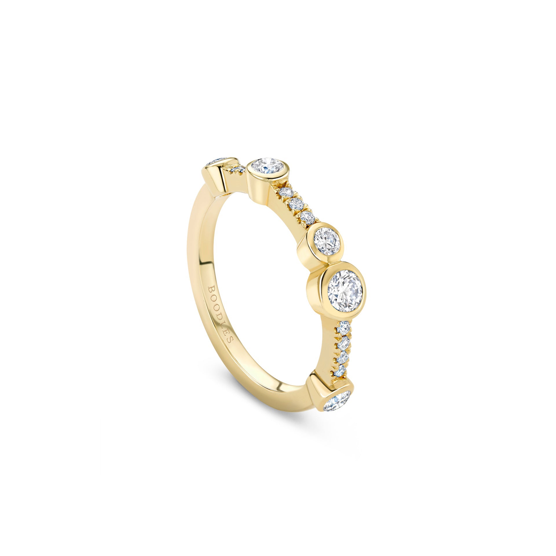 Waterfall Semi Yellow Gold Diamond Eternity Ring