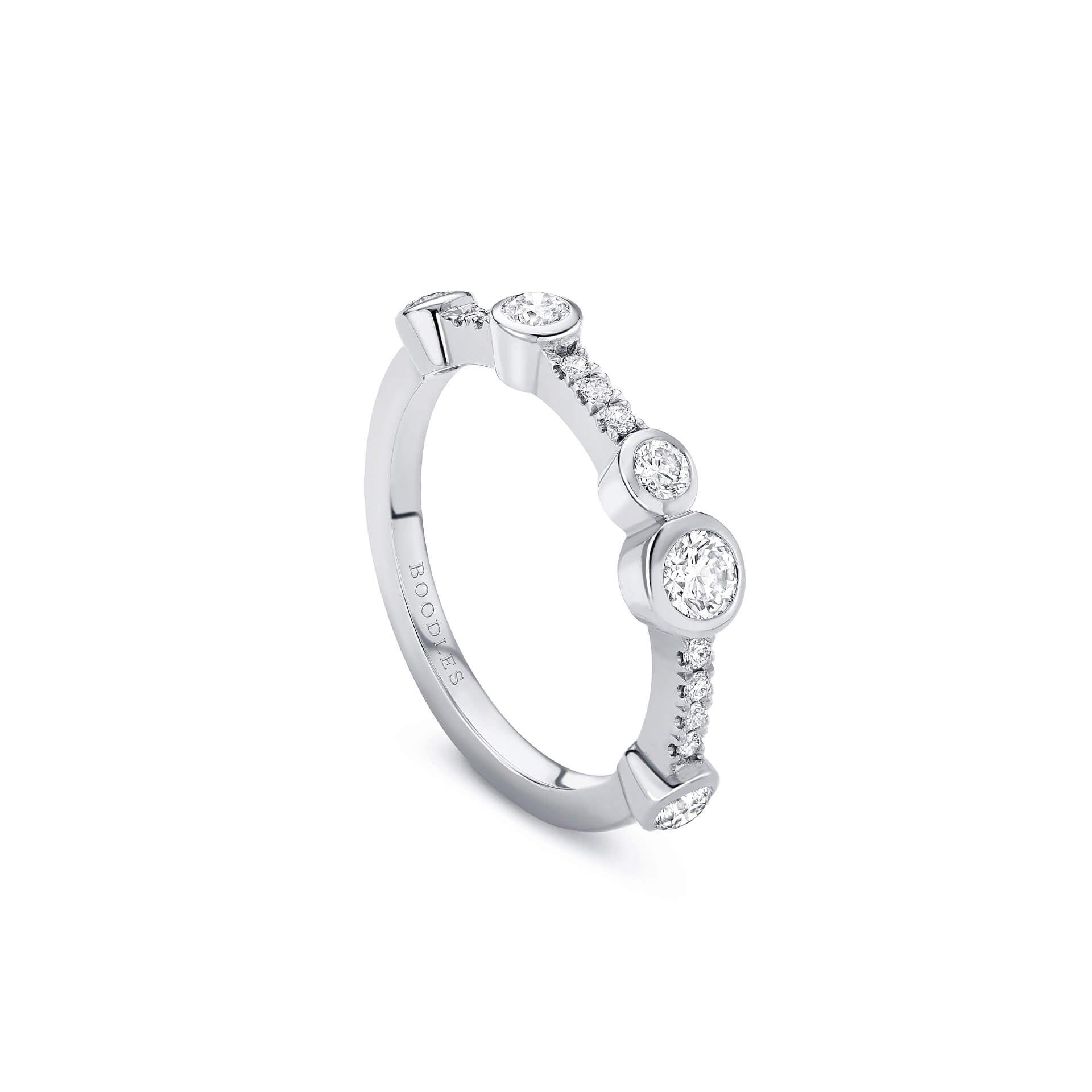 Waterfall Half-Hoop Platinum Diamond Ring