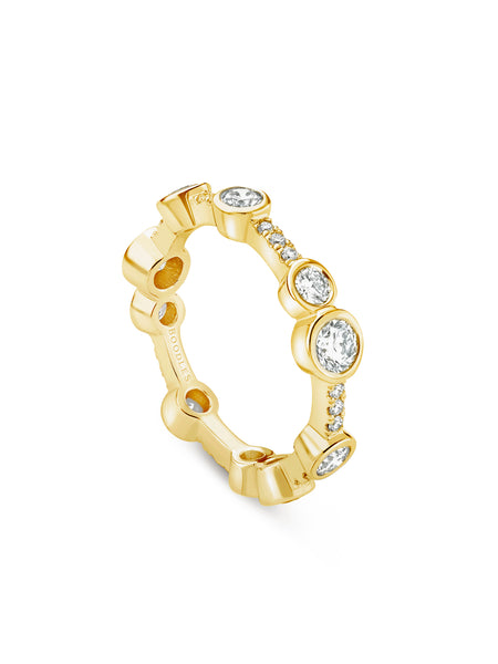 Waterfall Full Hoop Yellow Gold Diamond Ring