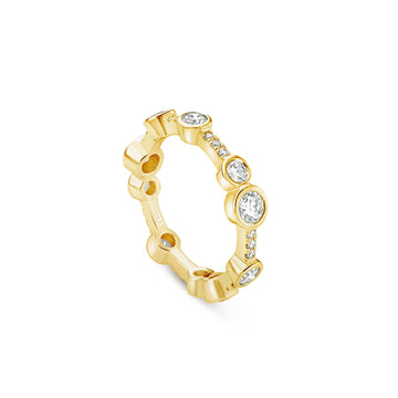 Waterfall Full Hoop Yellow Gold Diamond Ring