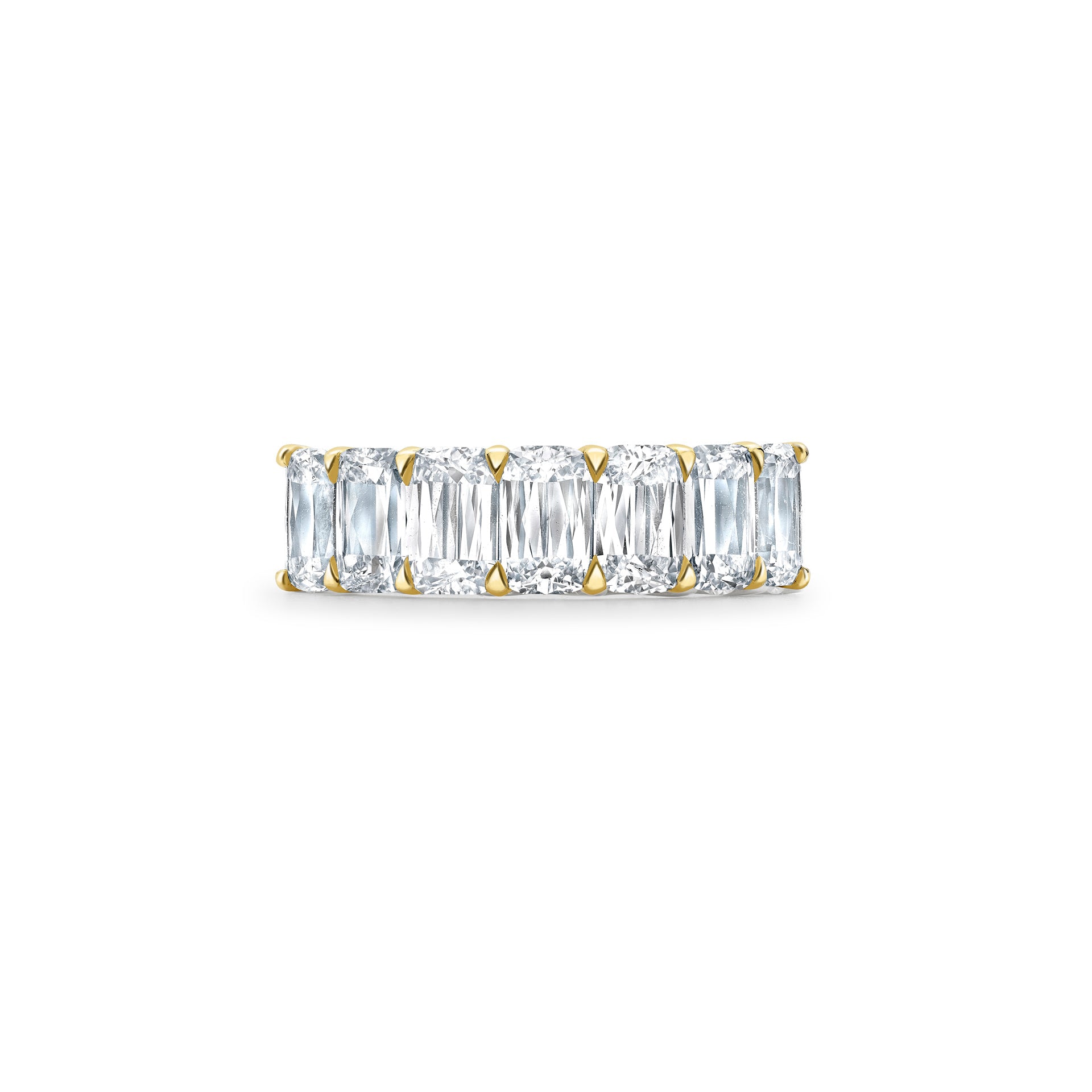 Ashoka Diamond Seven Stone Half Yellow Gold Eternity Ring
