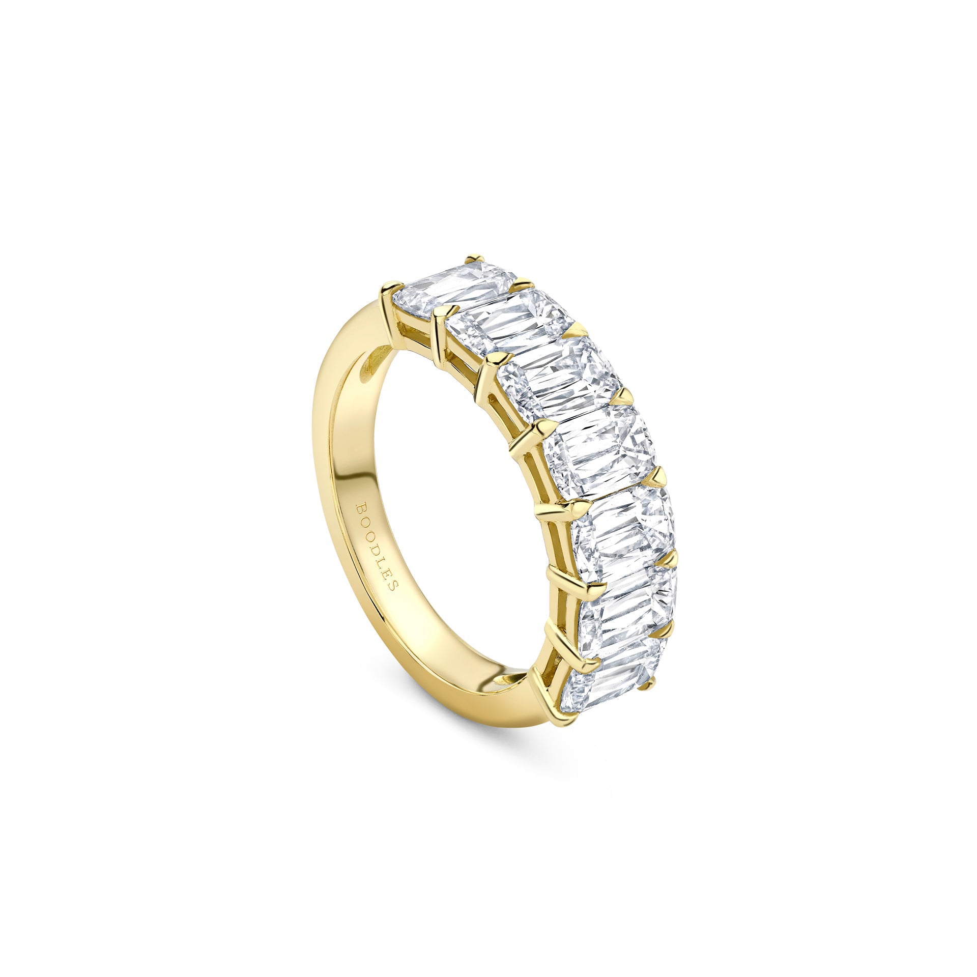Ashoka Diamond Seven Stone Half Yellow Gold Eternity Ring