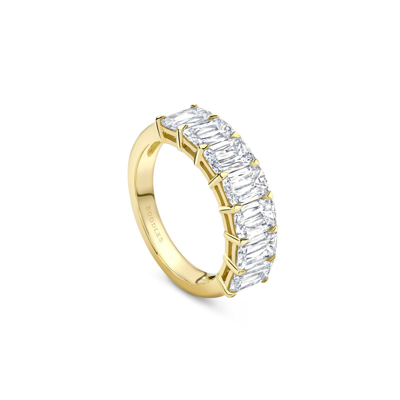 Ashoka Diamond Seven Stone Half Yellow Gold Eternity Ring