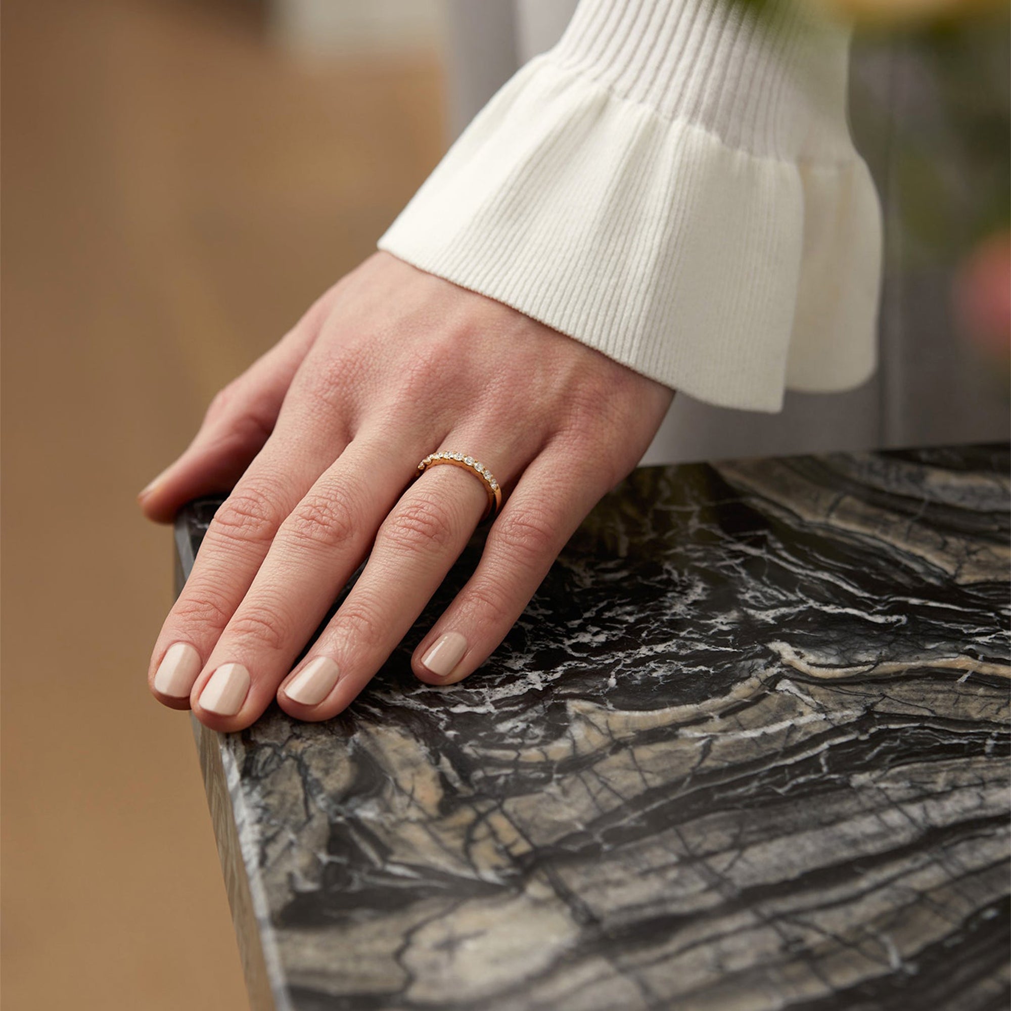 Diamond Half Hoop Yellow Gold Eternity Ring 0.66 Carat (Approx.)