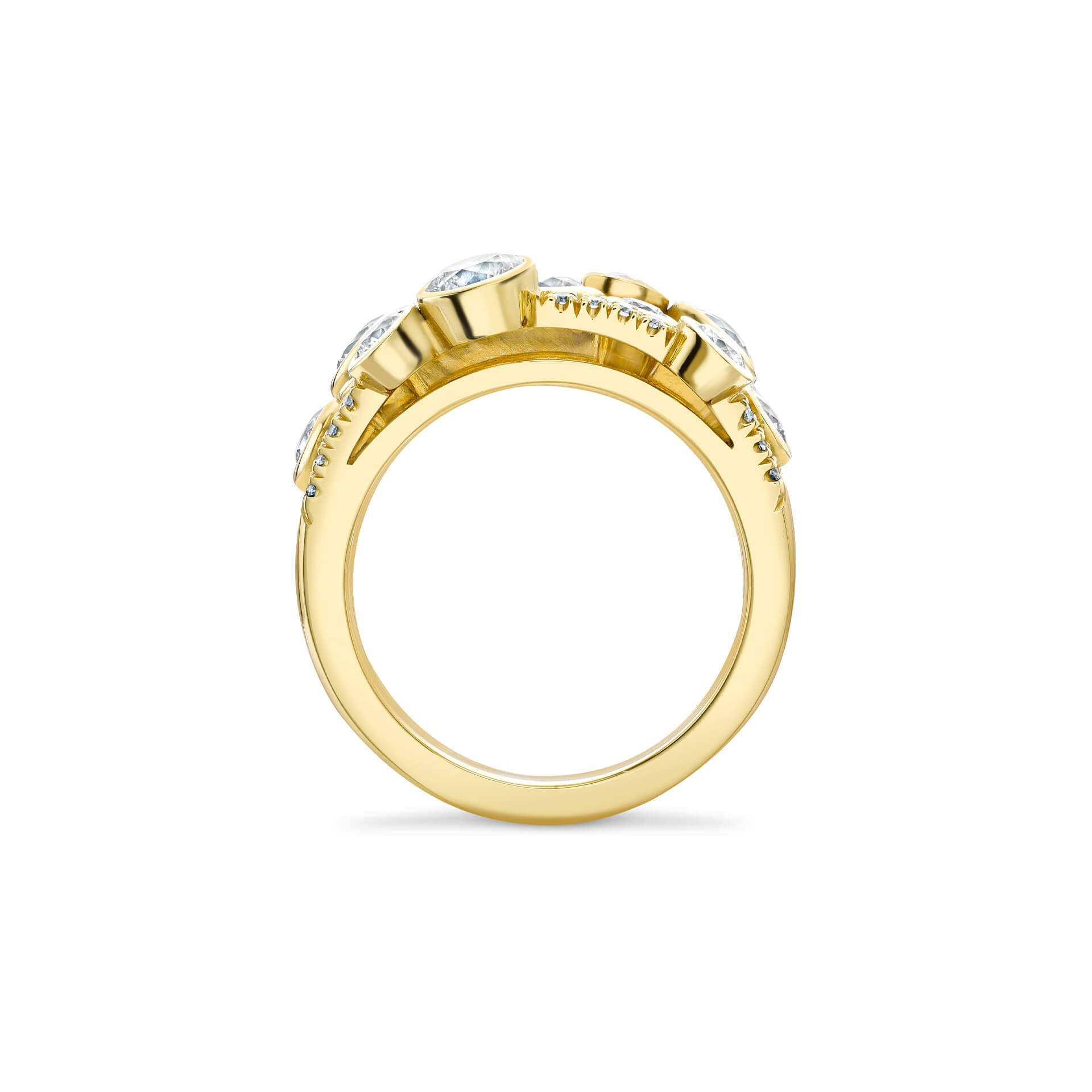 Waterfall Medium Yellow Gold Diamond Ring
