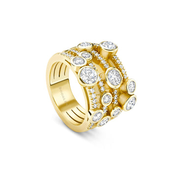 Waterfall Medium Yellow Gold Diamond Ring