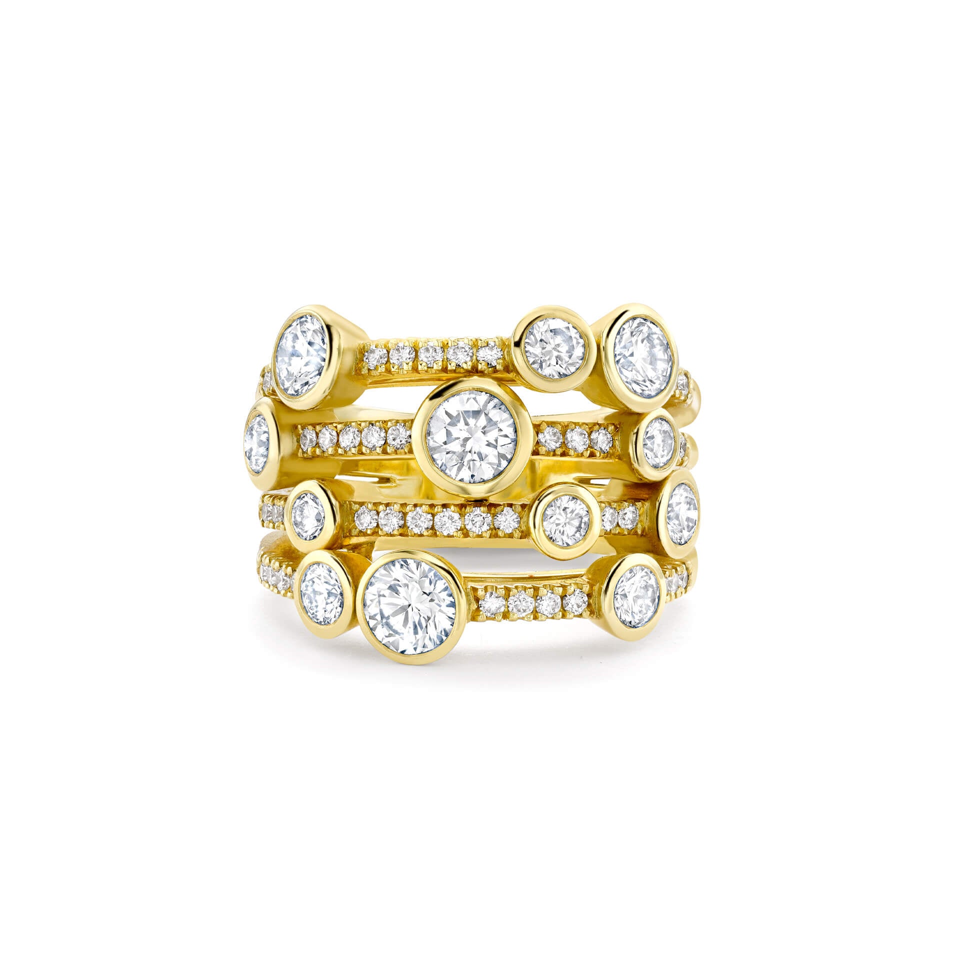 Waterfall Medium Yellow Gold Diamond Ring