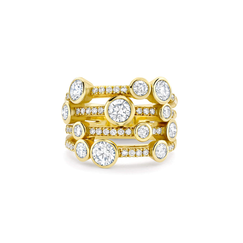 Waterfall Medium Yellow Gold Diamond Ring