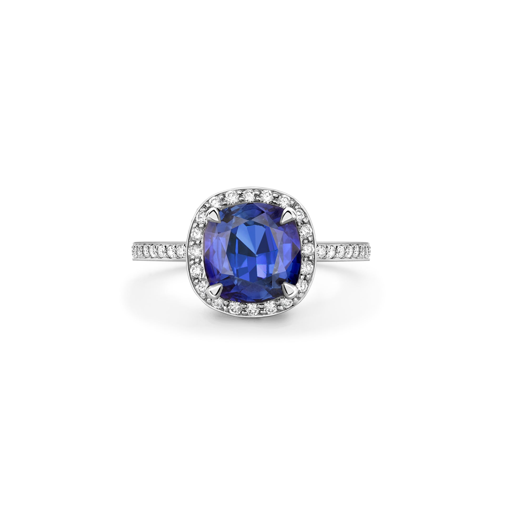 Vintage Cushion Blue Sapphire Engagement Ring