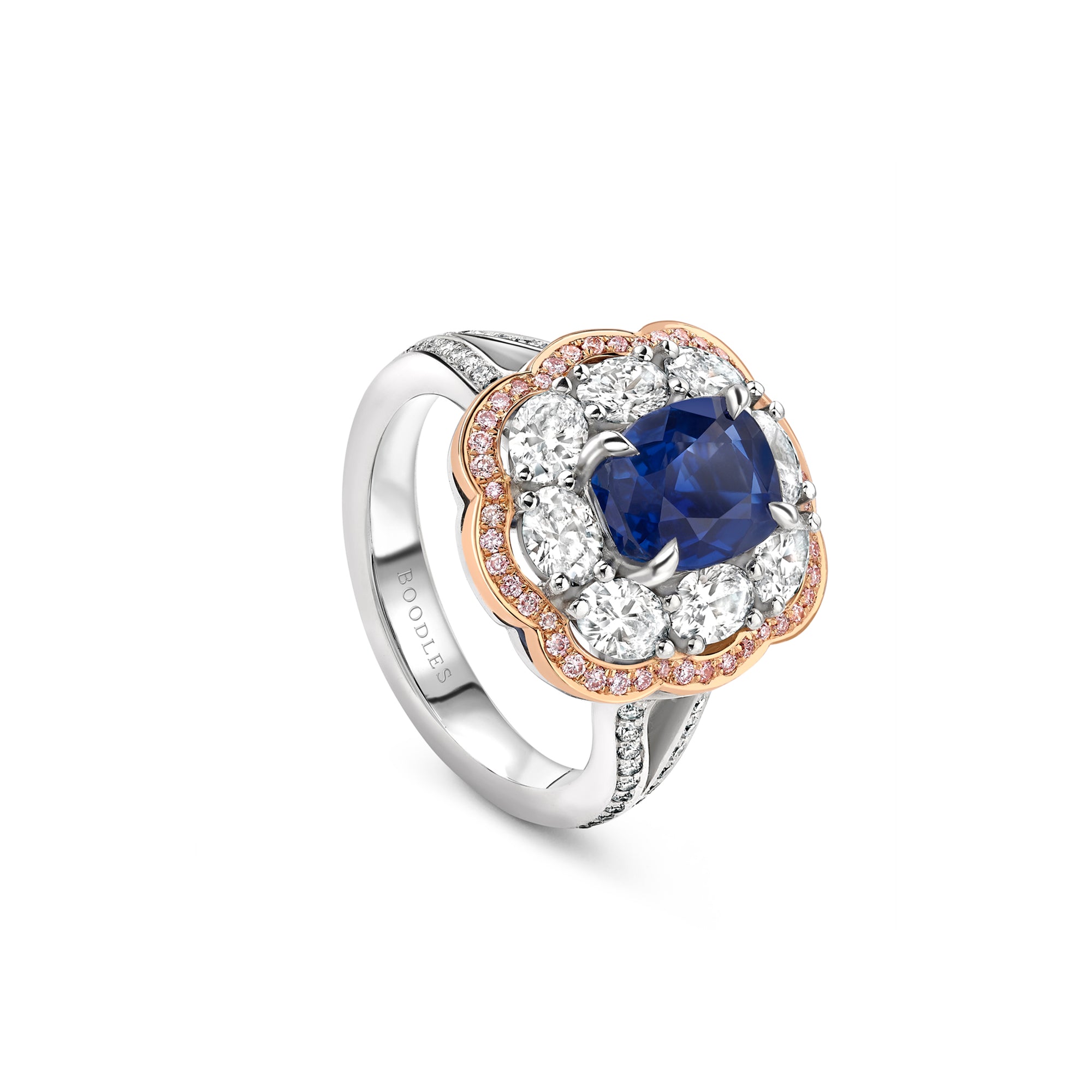 Vintage Cushion Sapphire Platinum Ring