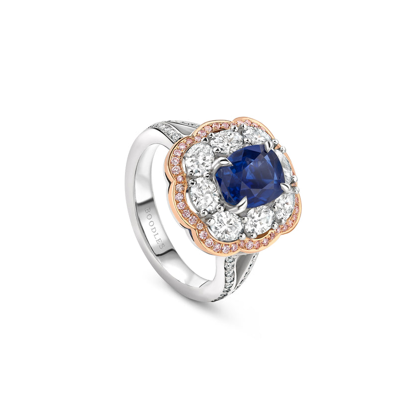 Vintage Cushion Sapphire Platinum Ring