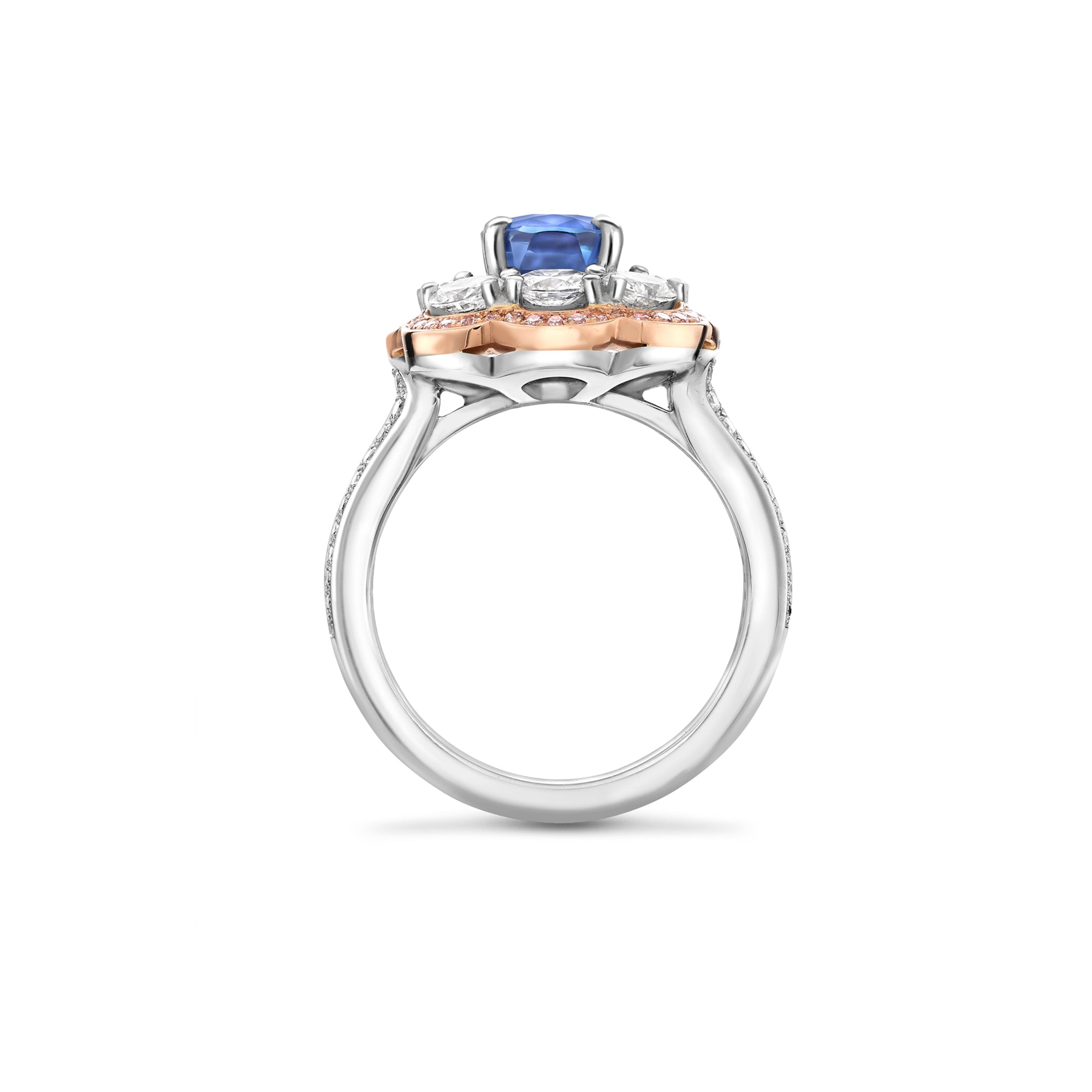 Vintage Cushion Sapphire Platinum Ring