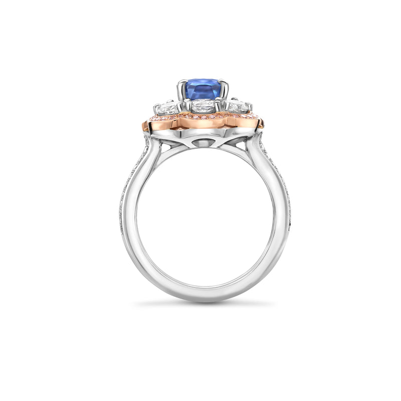 Vintage Cushion Sapphire Platinum Ring