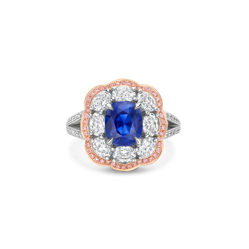 Vintage Cushion Sapphire Platinum Ring