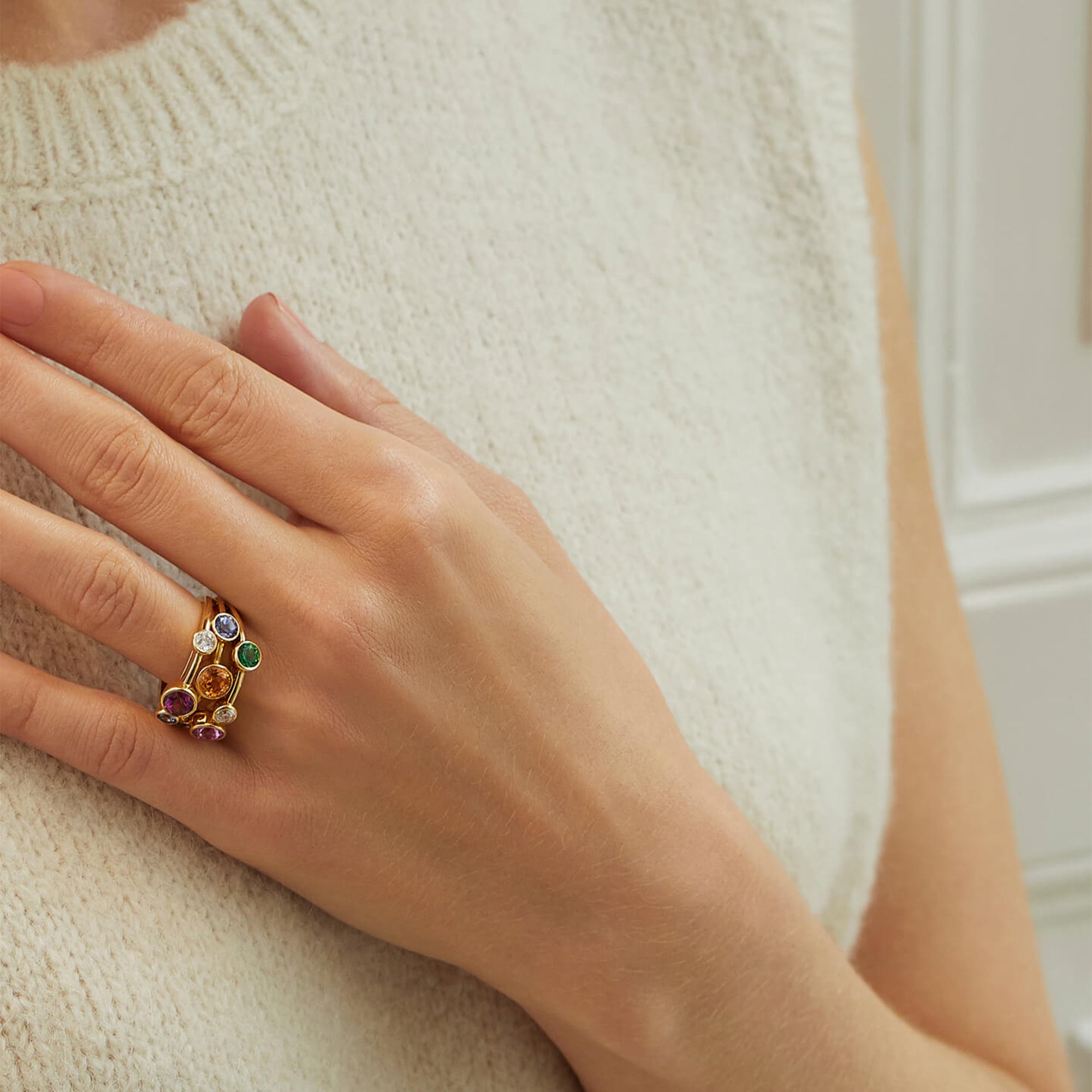 Raindance Yellow Gold Rainbow Watercolour Ring