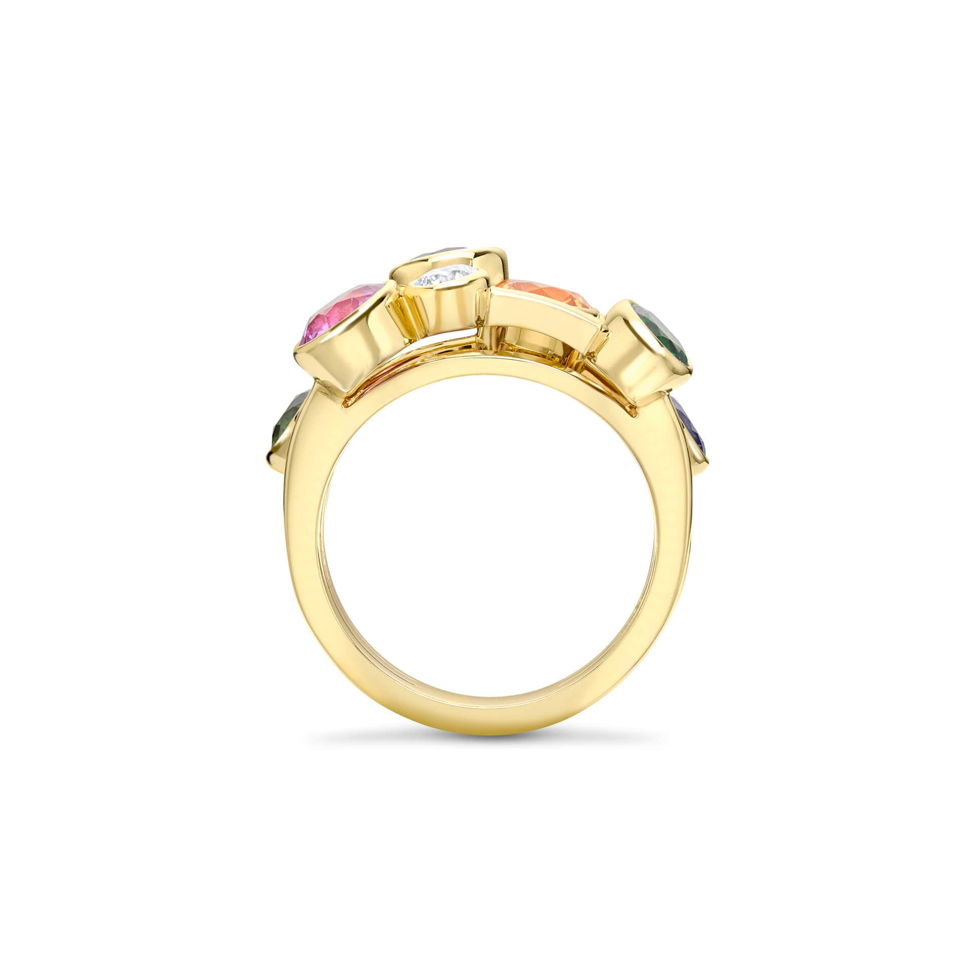 Raindance Yellow Gold Rainbow Watercolour Ring