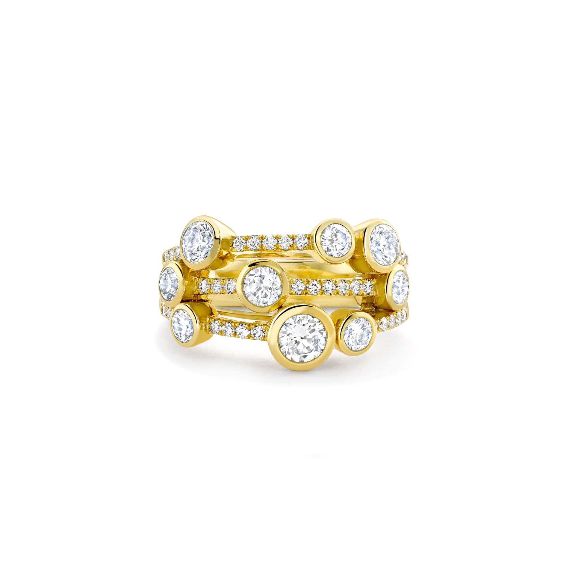 Waterfall Classic Yellow Gold Diamond Ring