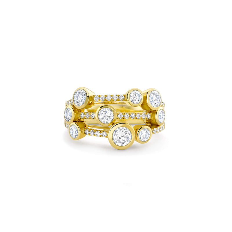 Waterfall Classic Yellow Gold Diamond Ring