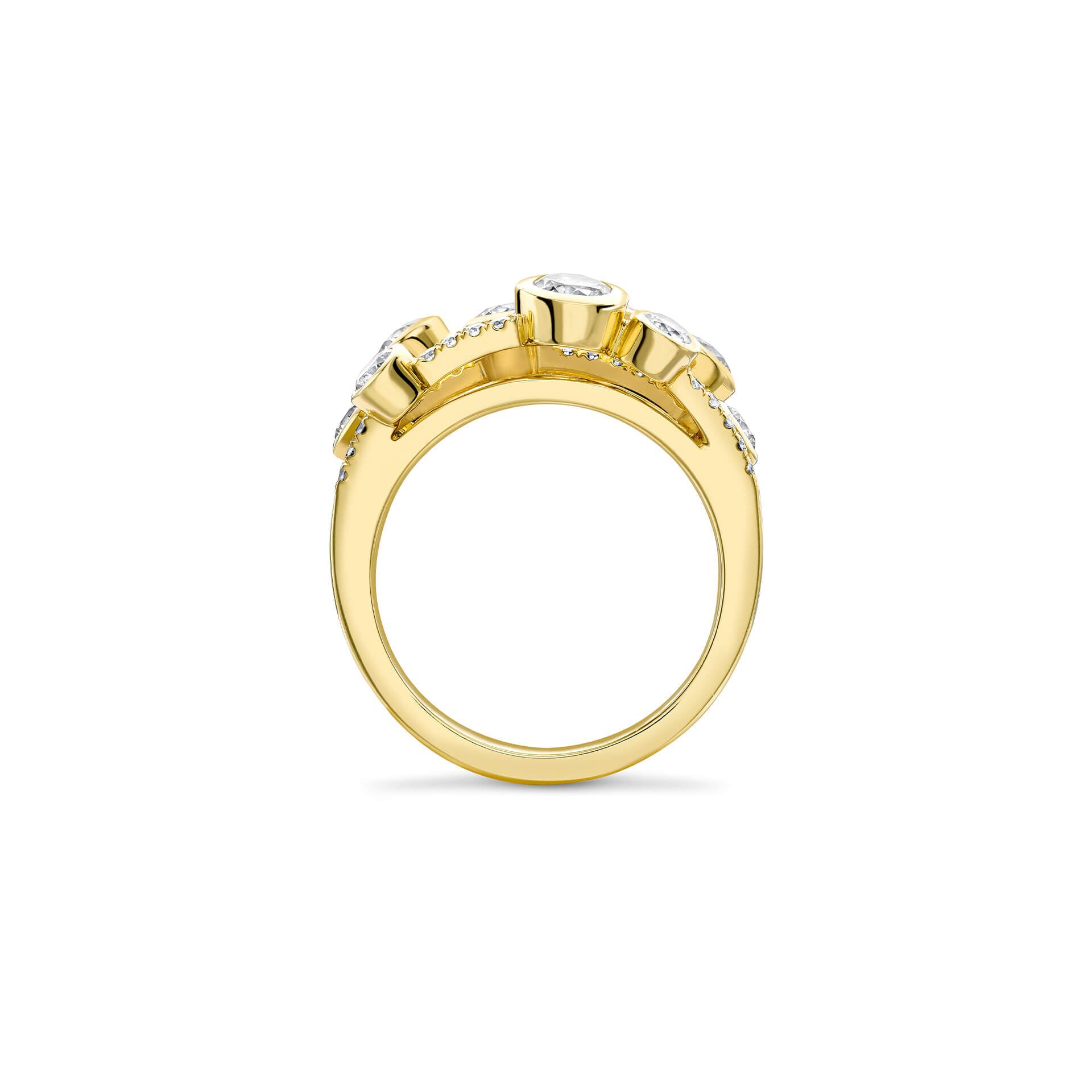 Waterfall Classic Yellow Gold Diamond Ring
