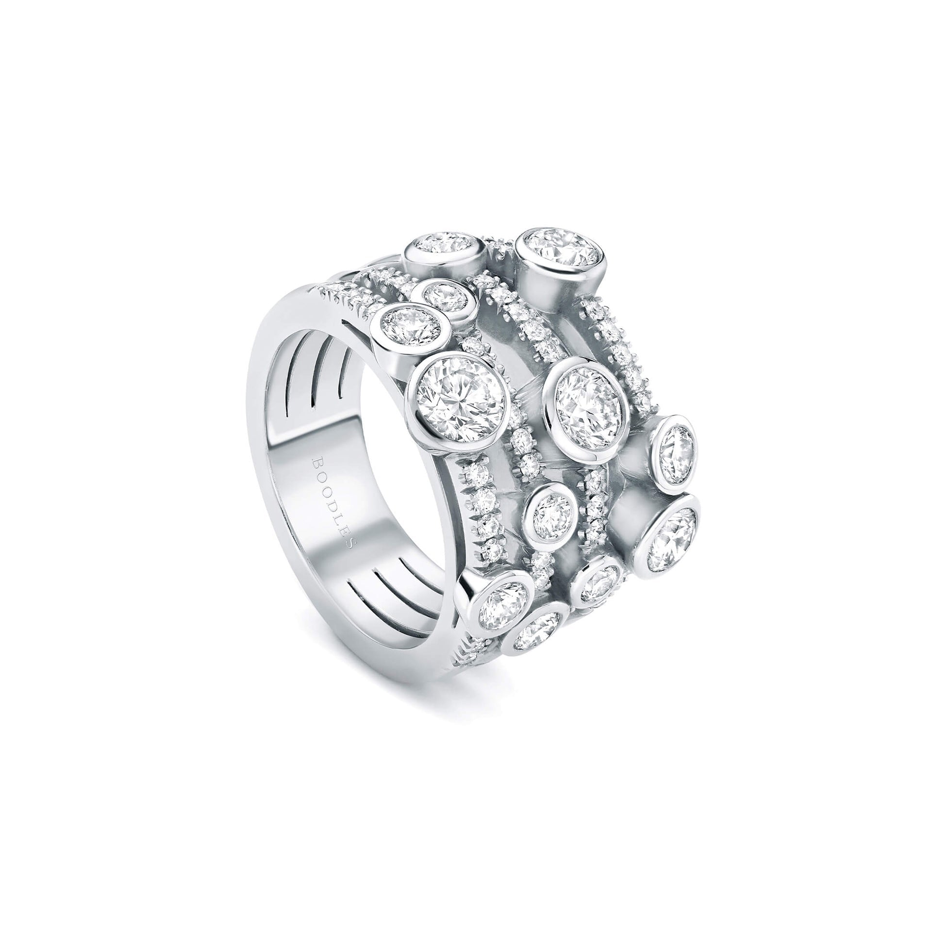 Waterfall Medium Platinum Diamond Ring