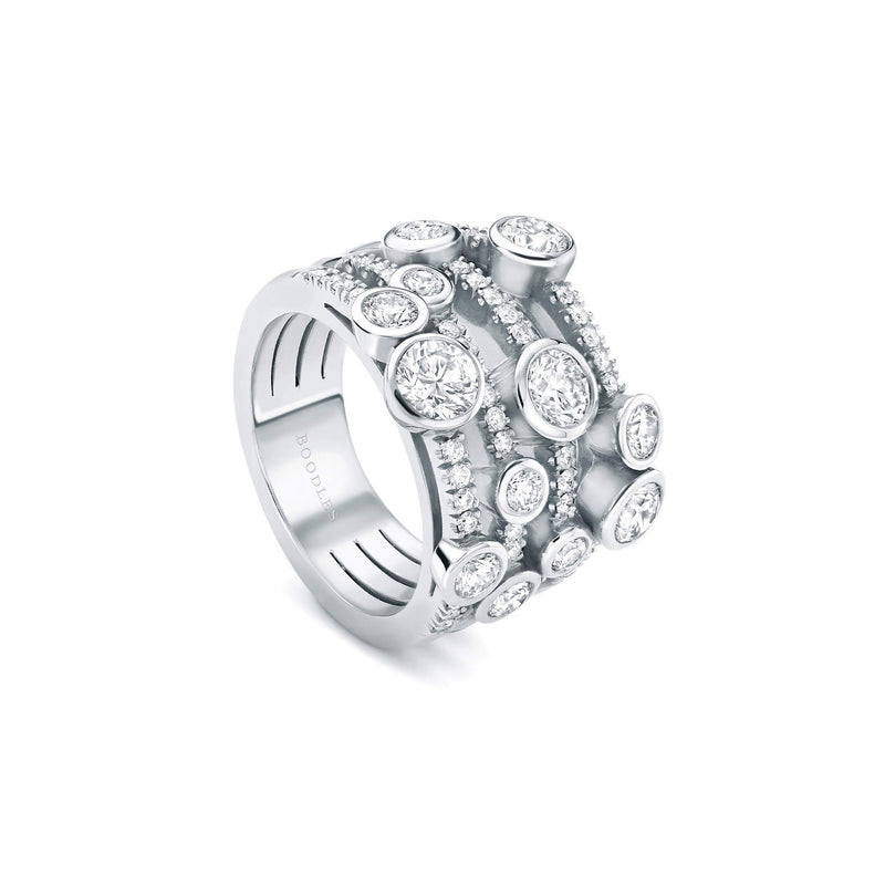 Waterfall Medium Platinum Diamond Ring