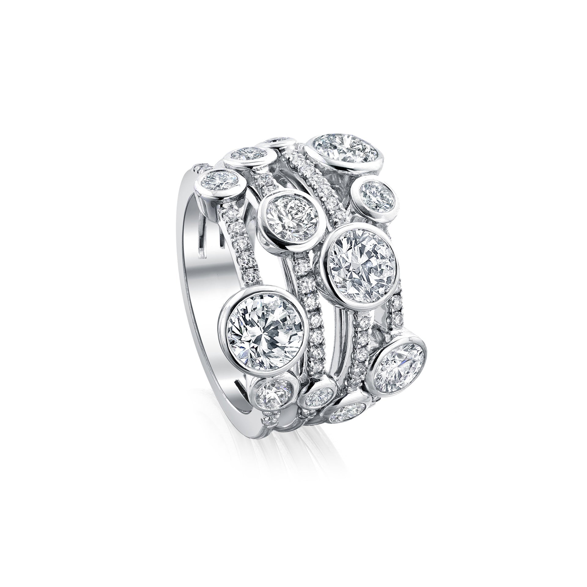 Waterfall Large Platinum Diamond Ring