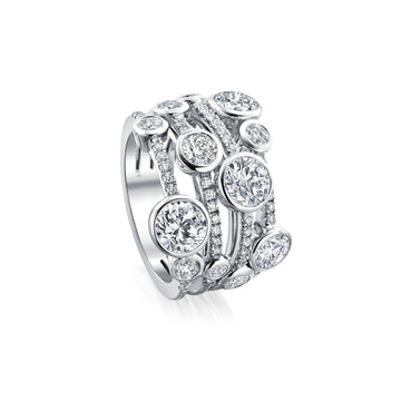 Waterfall Large Platinum Diamond Ring