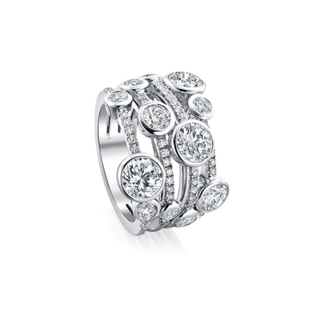 Waterfall Large Platinum Diamond Ring